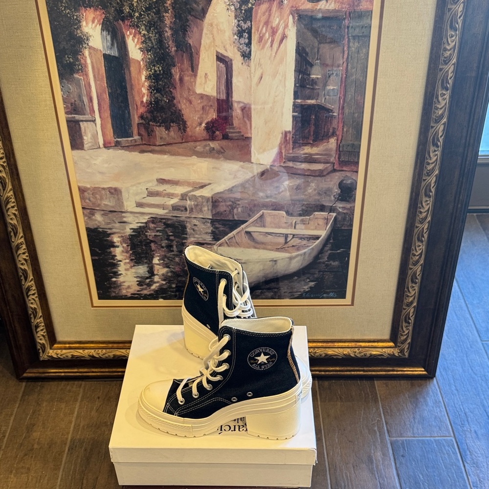 Converse Black and White High-Top Athletic Shoes